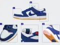 Szukasz informacji, jak sprawdzić numer katalogowy Nike? Zobacz zbliżenia na buty: przód (1), język z palmą (2) i podeszwę (3).