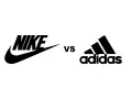 Logo Nike kontra logo Adidas. Dwa giganty sportowe w starciu.