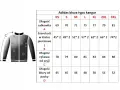 Tabela rozmiarów męskiej bluzy Adidas typu kangur. Rozmiar L ma wymiary: długość całkowita 75 cm, szerokość w klatce 57*2 cm, długość rękawa od szyi 81 cm, długość bluzy od pachy 48 cm.