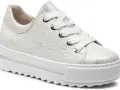 Srebrne, plecione sneakersy Gabor na grubej podeszwie. Stylowe i wygodne, idealne na co dzień.