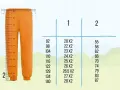 Pomarańczowe spodnie obok miarki. Tabela rozmiarów: 164 jaki to rozmiar? Kolumna 1: 92-140, Kolumna 2: 20-28x2, Kolumna 3: 55-87.
