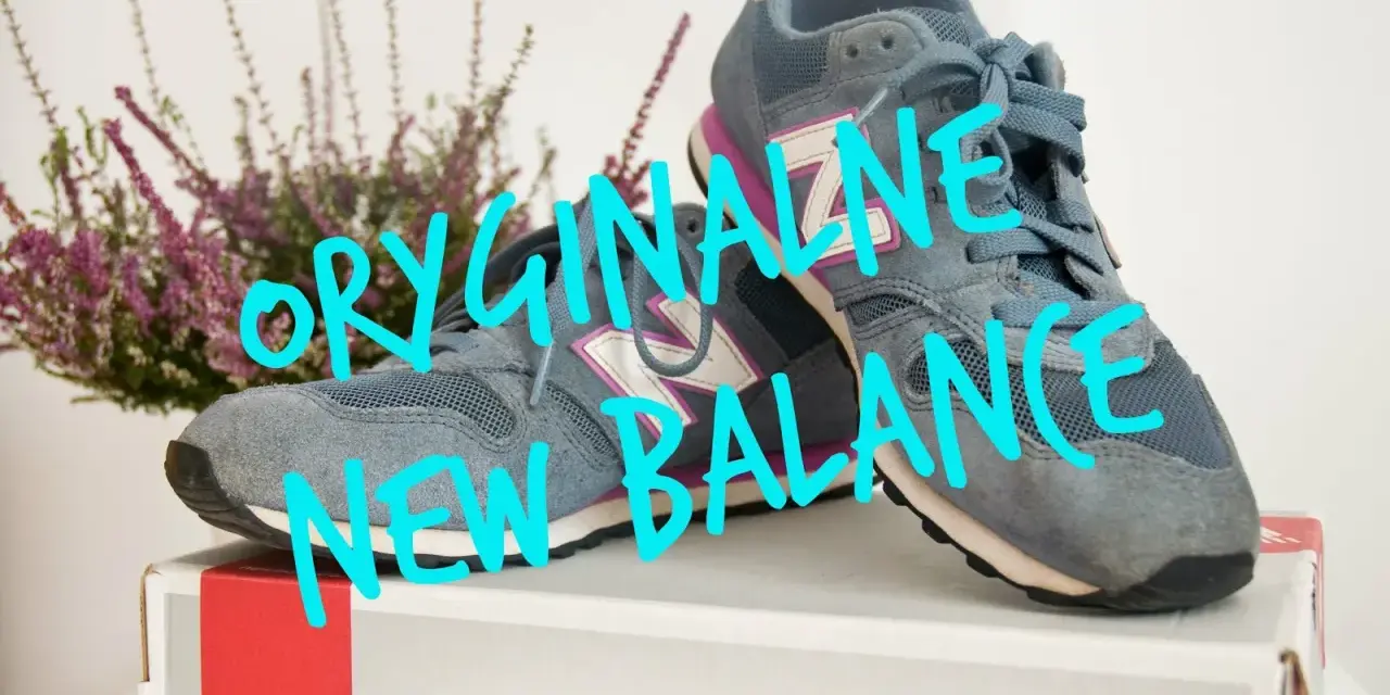 Szare buty New Balance, czy sizeer ma oryginalne buty? Na zdjęciu widać parę szarych sneakersów z fioletowymi i białymi akcentami.