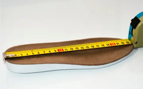 Miarka mierzy wkładkę, która odpowiada rozmiarowi 43. Długość wkładki to około 27 cm.