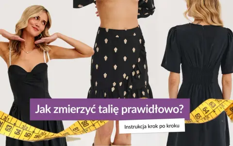 Kobieta mierzy talię centymetrem krawieckim. Instrukcja "Jak zmierzyć talię prawidłowo?" pokazuje, jak uzyskać idealny pas.