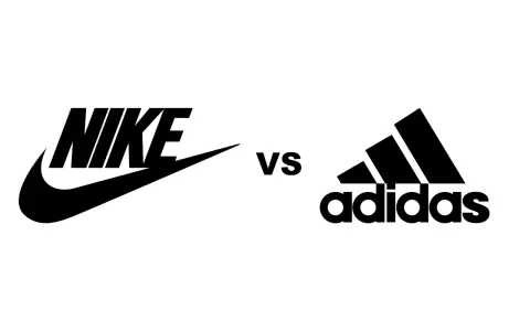 Logo Nike kontra logo Adidas. Dwa giganty sportowe w starciu.