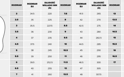 Długość wkładki 24 5 cm - jaki to rozmiar buta w Europie?