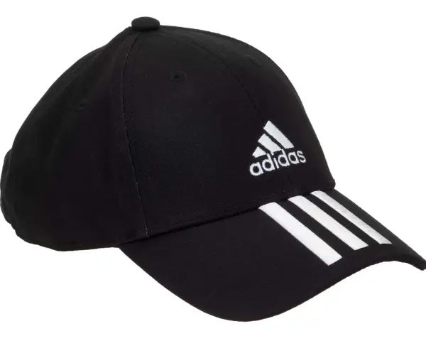 Czarna czapka z daszkiem Adidas z białym logo. Rozmiar OSFM, czyli jeden rozmiar dla wszystkich.