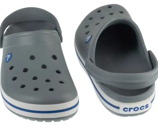 Szare Crocsy, rozmiar W8. Idealne na letnie dni, zapewniające komfort i wygodę.