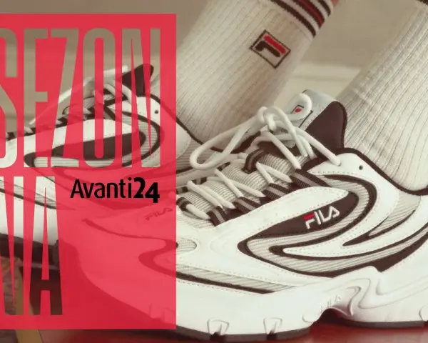Białe buty sportowe Fila z czerwonym logo. Fila to znana marka odzieży i obuwia sportowego, idealna na nowy sezon.