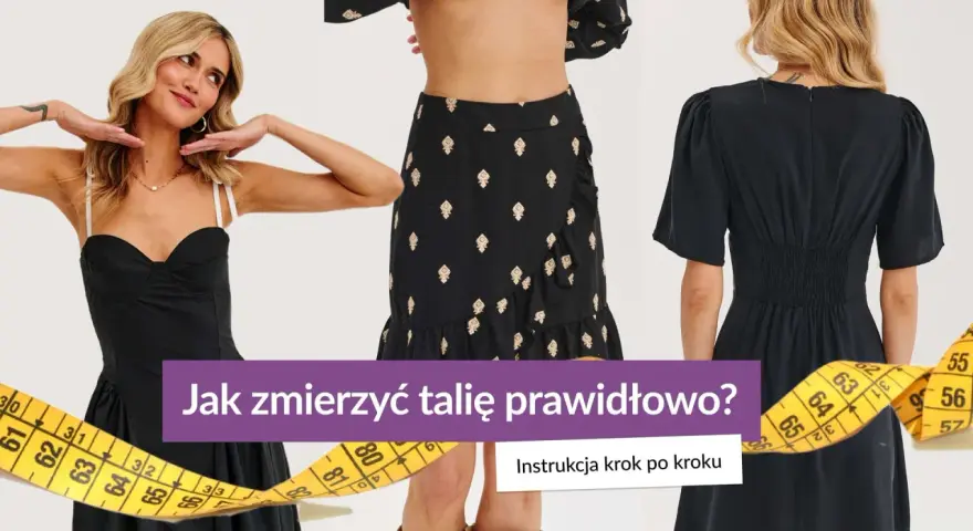 Kobieta mierzy talię centymetrem krawieckim. Instrukcja "Jak zmierzyć talię prawidłowo?" pokazuje, jak uzyskać idealny pas.