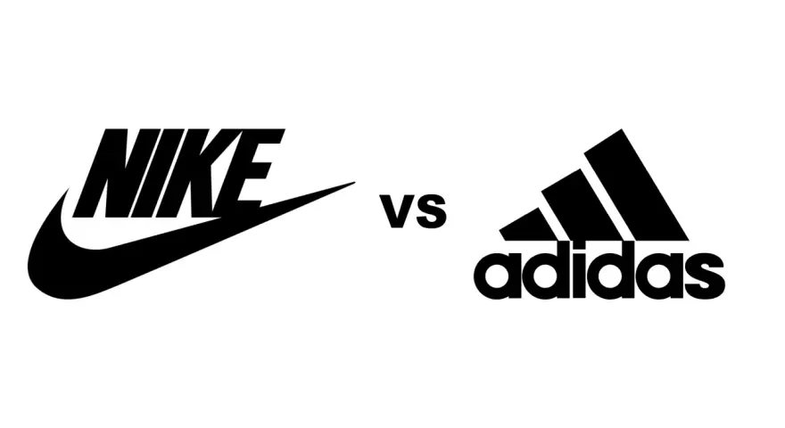 Logo Nike kontra logo Adidas. Dwa giganty sportowe w starciu.