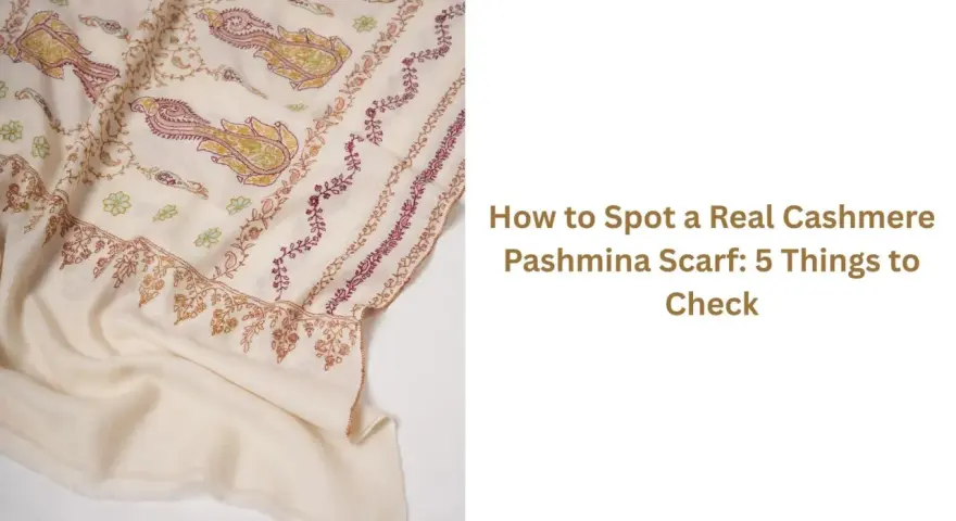 Pashmina co to? Kremowy szal z haftem paisley i kwiatów. Dowiedz się, jak rozpoznać prawdziwą pashminę.