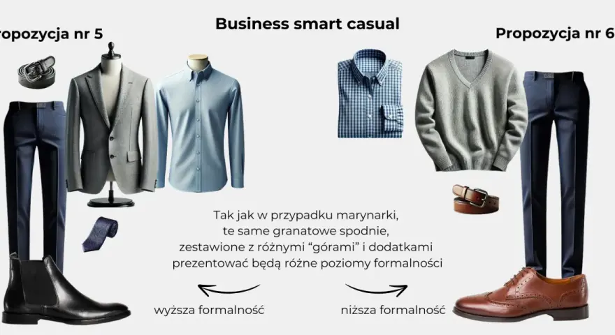 Eleganckie granatowe spodnie, jak z pola bawełny, pasują do marynarki lub swetra, tworząc stylizacje od formalnych po casualowe.