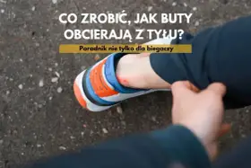 Co zrobić, jak buty obcierają z tyłu? Poradnik nie tylko dla biegaczy. Widoczna otarta pięta i kolorowy but sportowy.