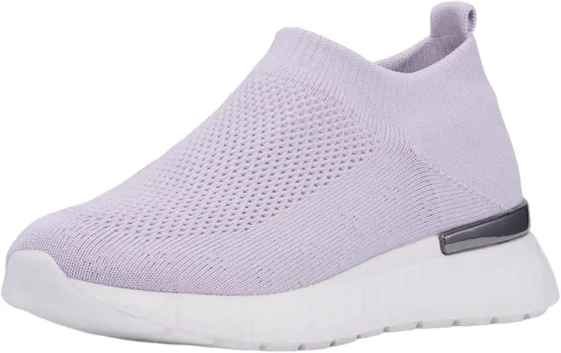 Liliowe, dzianinowe buty slip-on Ilse Jacobsen. Lekkie i wygodne, idealne na co dzień.